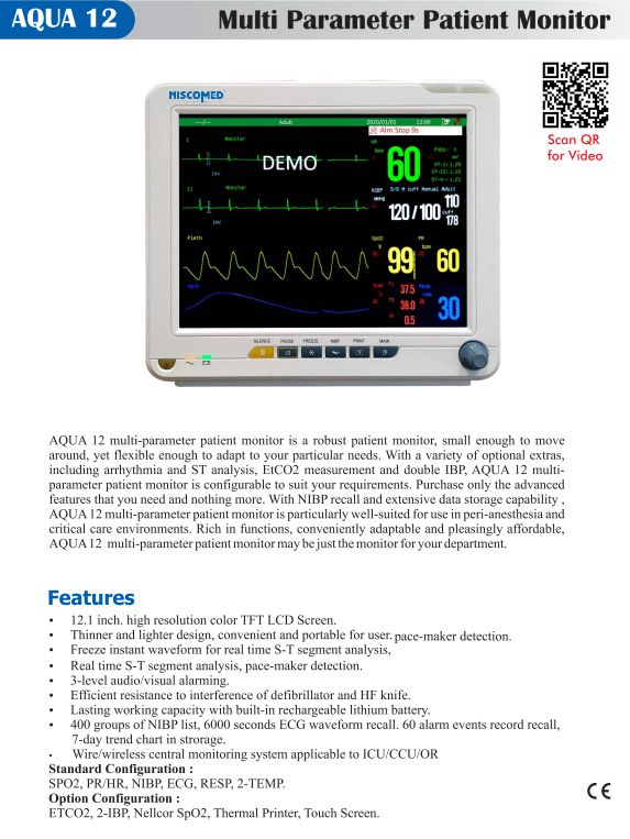 Niscomed Multipara Monitor 5 Para With Stand Aqua 12 Niscomed Multipara Monitor 5 Para With Stand Aqua 12