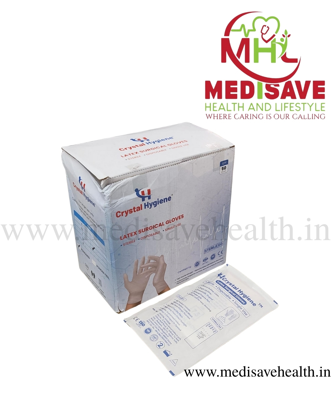 Powder Free Latex Surgical Gloves - CRYSTO_MED-7.5 Powder Free Latex Surgical Gloves - CRYSTO_MED-7.5
