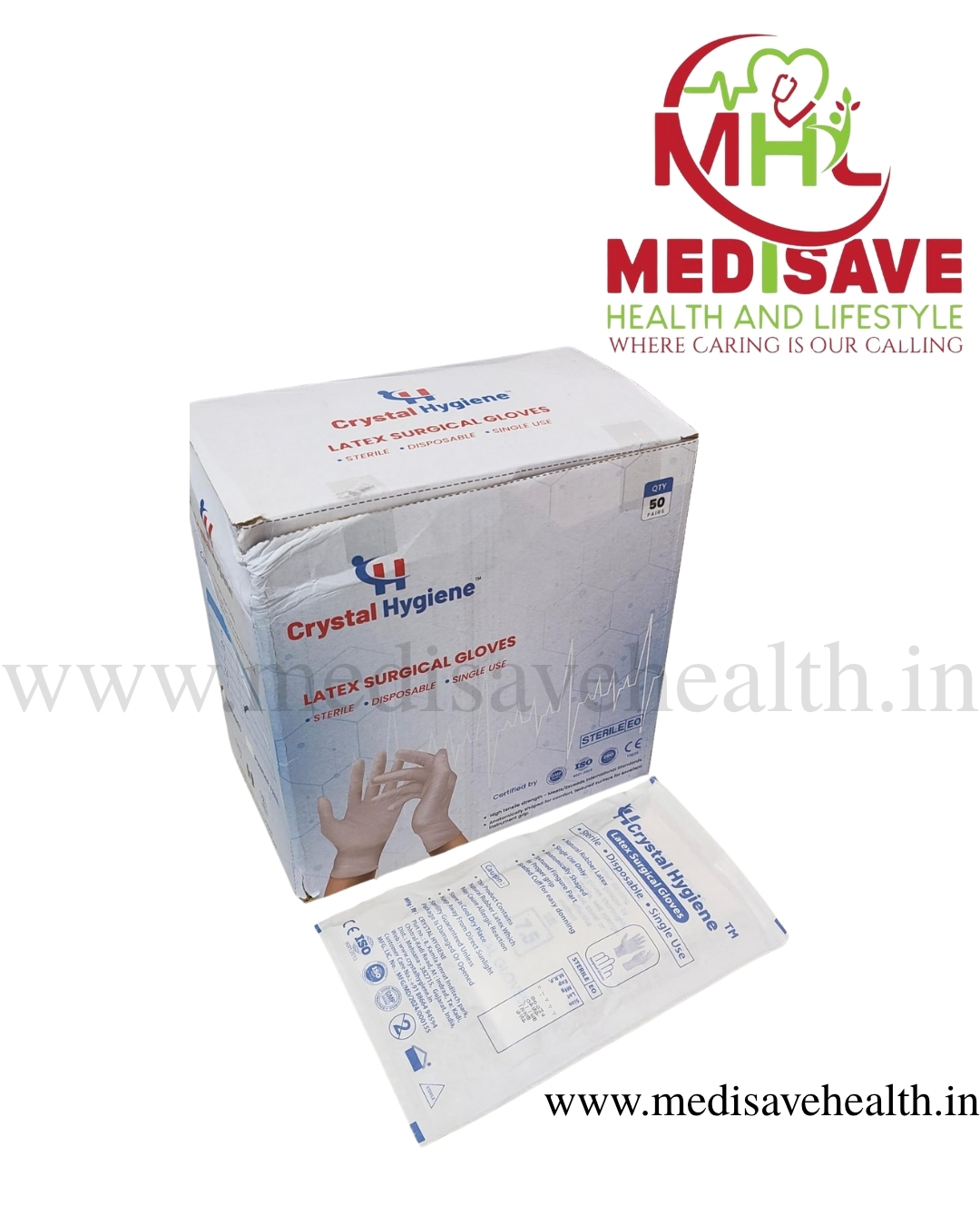 Powder Free Latex Surgical Gloves - CRYSTO_MED-7.5 Powder Free Latex Surgical Gloves - CRYSTO_MED-7.5